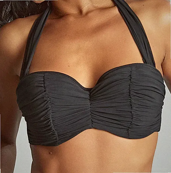 Panache Margot Bandeau Bikini Bügel BH Gr.85M UK 38J Tulle Black wattiert