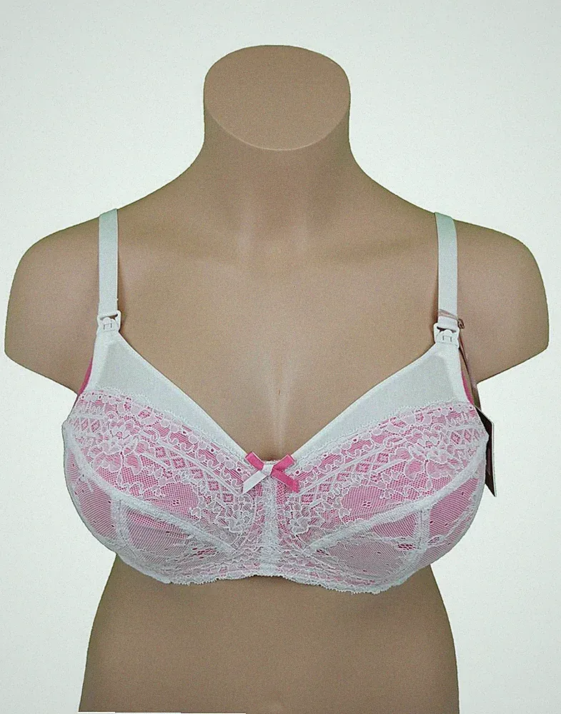 Panache Sophie Nursing Still-BH ohne Bügel Creme Pink Ivory/Pink Spitze NEU