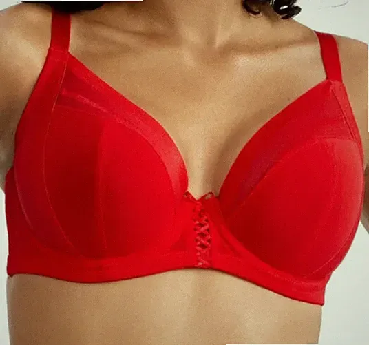 Parfait Shea Plunge soft Bügel-BH Gr.75D (80C) UK 34D Rot Mesh ungefüttert P6062