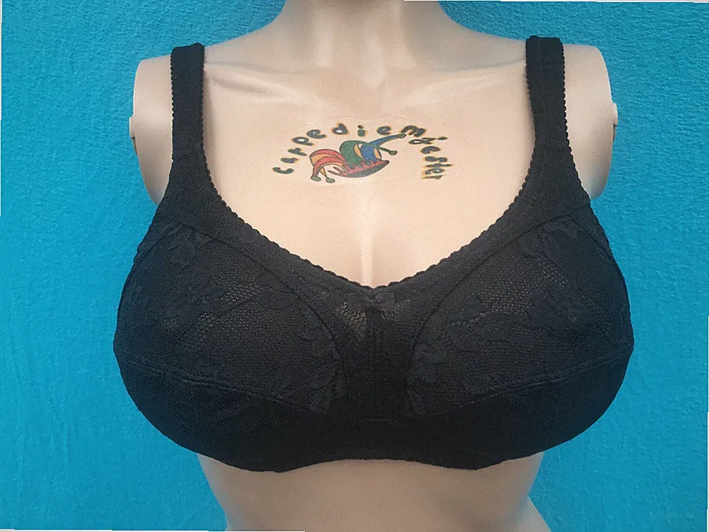 petite fleur Entlastungs - BH ohne Bügel schwarz mit Spitze Gr. 80 C NEU (4567)