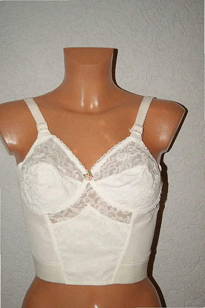 PLAYTEX Longline BH * Bra weiß Spitze ohne Stäbchen Vintage 80 A