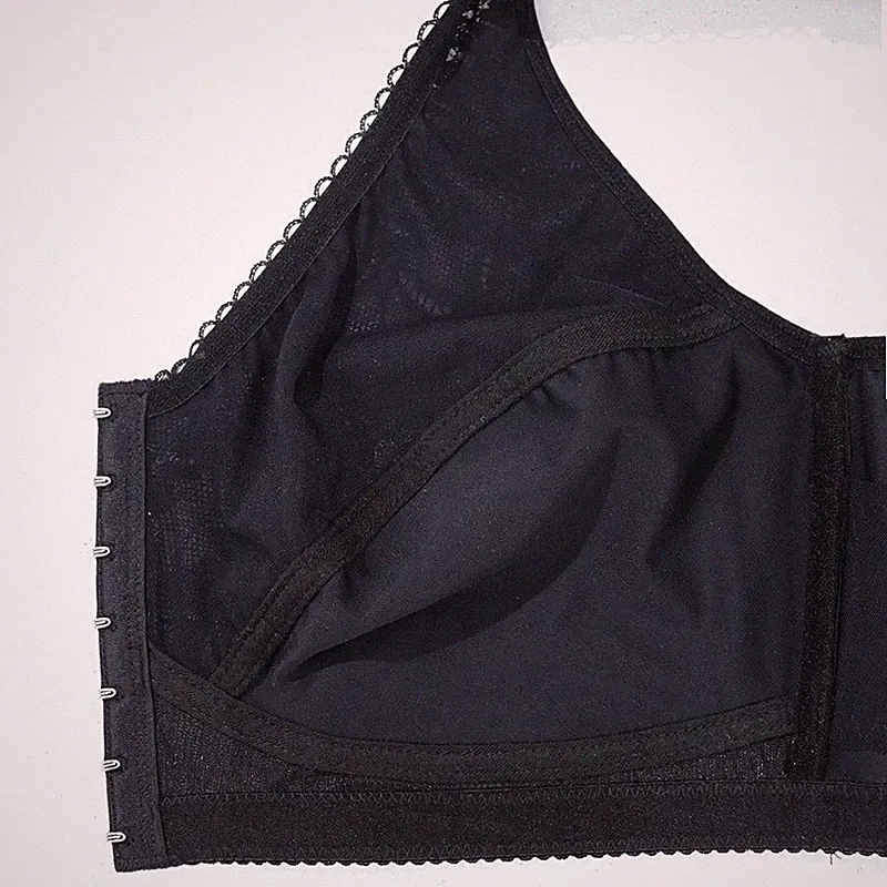 Plus Size Front Schnalle Bügel BH Spitzenbesatz für Frauen normale Länge Stil