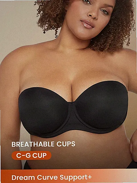Plus Size Trägerloser Push Up BH für Komfort und Eleganz in Schwarz Billig24
