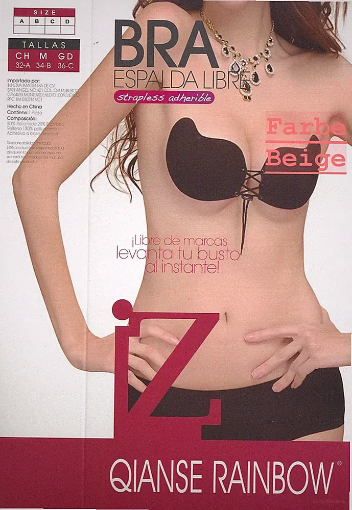 Polyurethan Push up, Selbstklebend mit Schnüren Trägerlos Klebe BH BEIGE Cup B