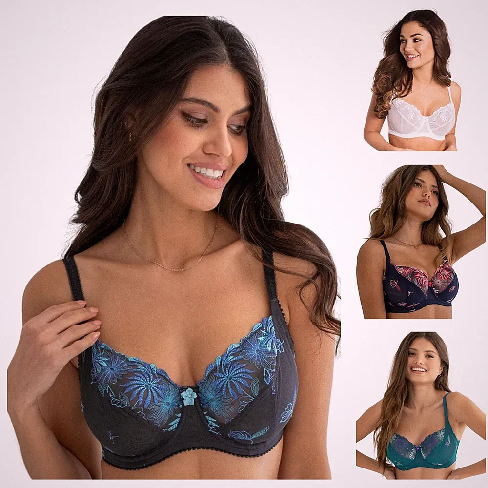 Pour Moi St Tropez BH feminin Bügel Vollschale bestickt Damen Dessous 7702