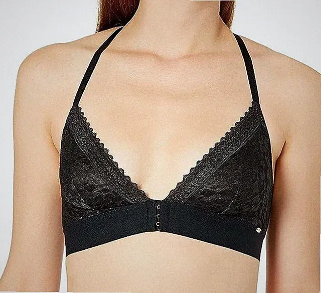 Pretty Polly Damen-Triangel-BH mit grafischem Netzstoff ohne Bügel Gr. 42