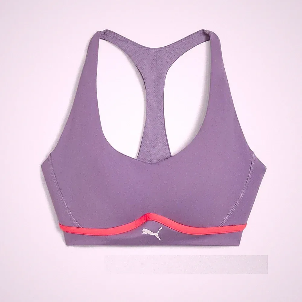 Puma Training Fit Mid Impact Damen Sport-BH Top Grau Silber Fitness Bustier Gym