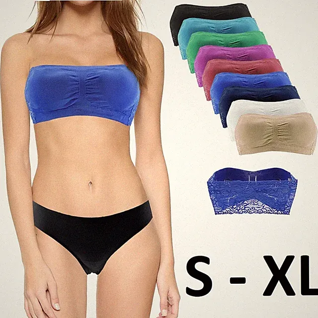 Push Up Bandeau Trägerlos Spitze Party BH Oberteil Bandeaux Shirt Top BHs S-XL