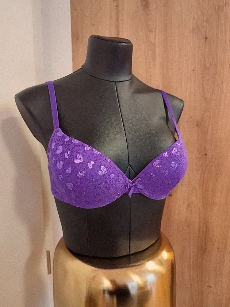 Push Up BH 80 A Lila Glitzer Herzen Mister Lady Neuwertig