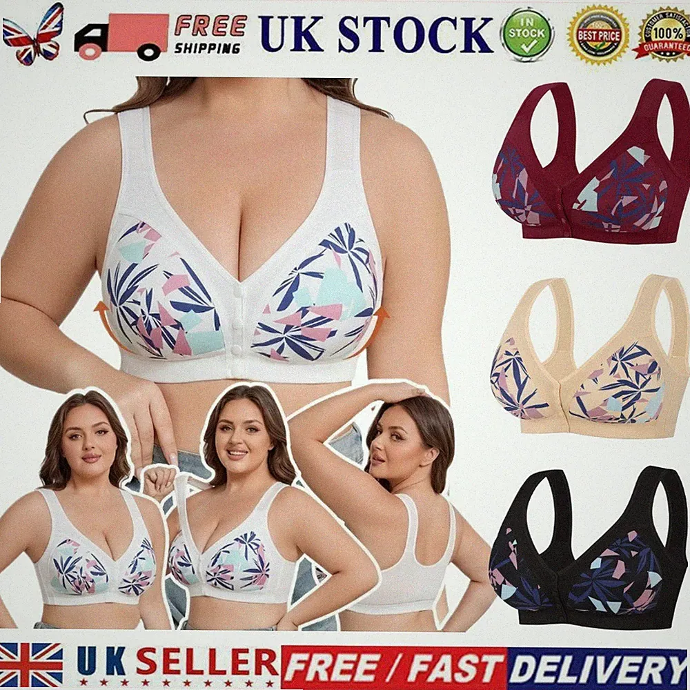 Push-up-BH Damen Übergröße vorne geknöpft breite Träger Vollschale Unterwäsche 1XL-7XL
