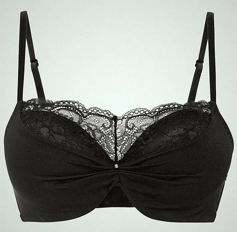 Push-Up BH mit Bügel Spitze Bandeau Optik Bügel BH schwarz 80C