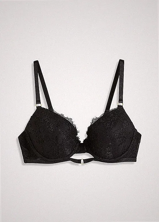 Push-up-BH mit Bügeln Gr. (80) D Schwarz Damen-Bra Oberteil Neu*
