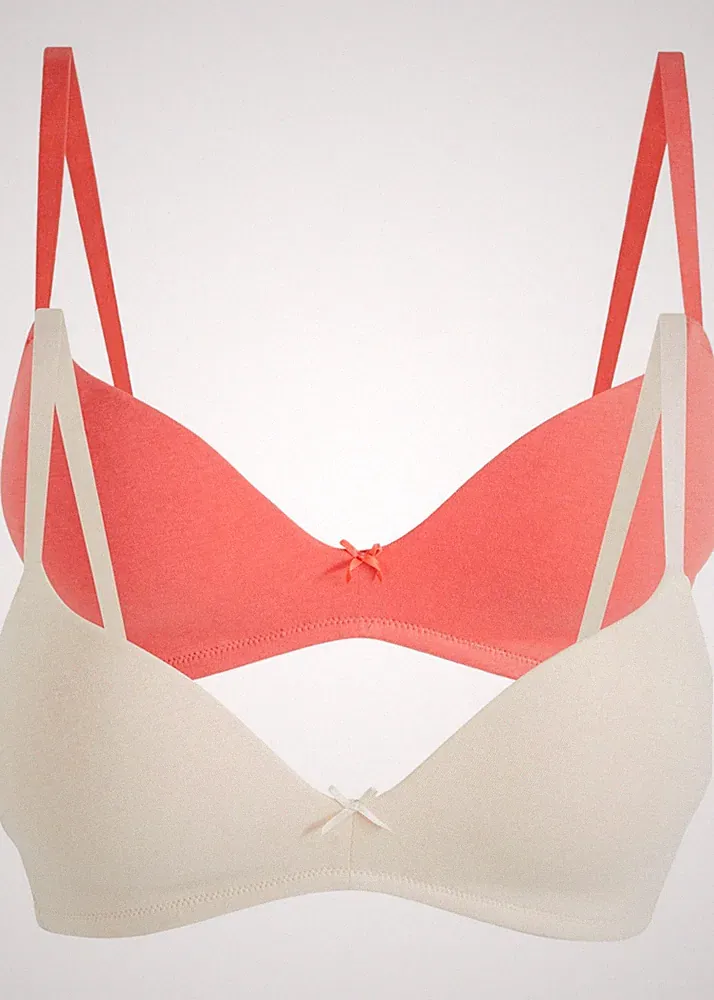 Push-Up BH mit weicher Baumwolle Gr. 80 (B) Sandbeige+Hellpink Damen-Bra Neu*