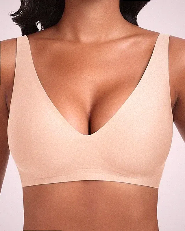 Push Up BH ohne Bügel Damen Gepolstert Nahtlos Bequem für Große Brüste Schwarz