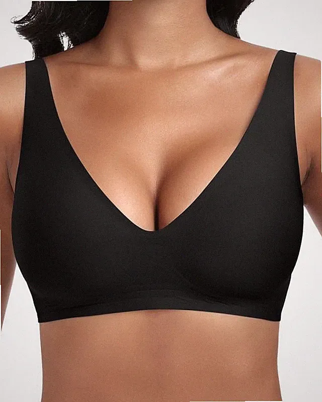 Push Up BH ohne Bügel Damen Nahtlos Gepolstert Schwarz Größe M 1 Stück
