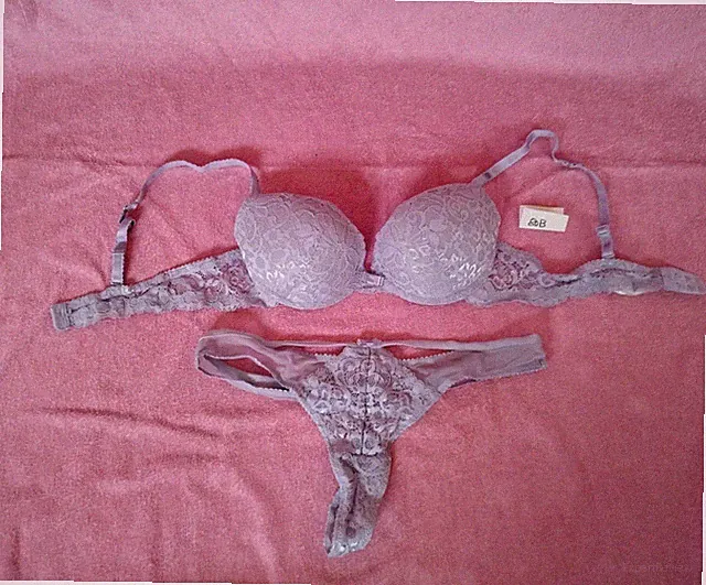 Push Up Bh Set Lila Flieder damen Unterwäsche String Tanga Sexy Emo Herzchen
