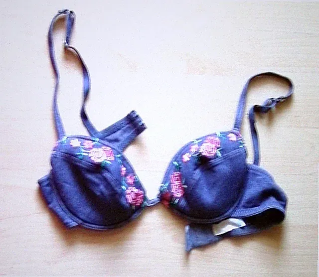 Push UP BH-SET 👙 NATURANA mit Bügel-BH Gr. 75B/38 Jeans-Design Stickerei