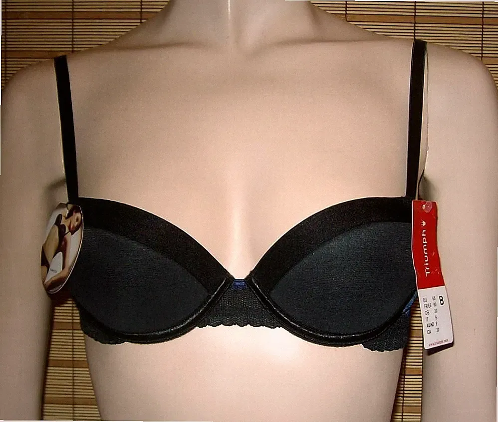 PUSH-UP BH - TRIUMPH - BLUE DARK COMBI - PARTY SPOTLIGHT WH - NEU - GR. 65 B