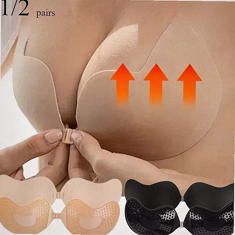 Push Up BH Unsichtbar KlebeBH Silikon Rückenfrei Trägerlos Brustaufkleber Klebe