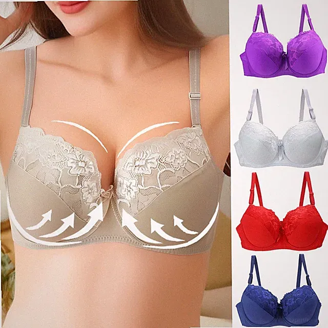Push-Up trägerlos BH Größe SexySpitzen-BH mit vollen Körbchen gepolsterter Damen