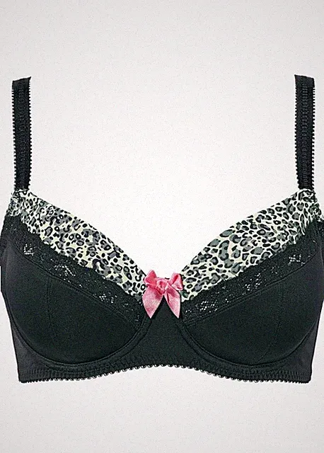 RAINBOW BH Dessous Cup 80 F Spitze Schleife Leopard schwarz rosa animal Polyamid