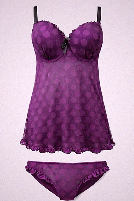 RAINBOW Damen Baby Doll 2-er SET Damendessous Dessousset lila NEU Viele Größen