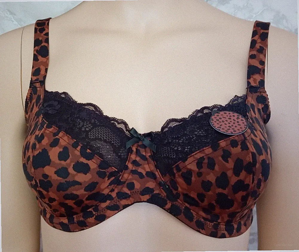 Rassiger Bügel BH im Animal Look mit Leo Flecken Spitze Braun Schwarz 95C