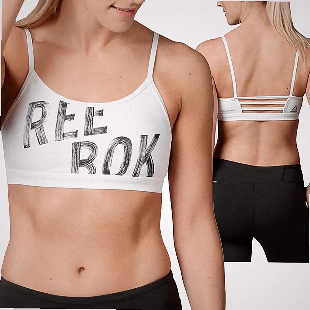 Reebok Hero Rebel Brand Bra P Damen Sport BH Bustier Top Gr. 2XS Weiß NEU