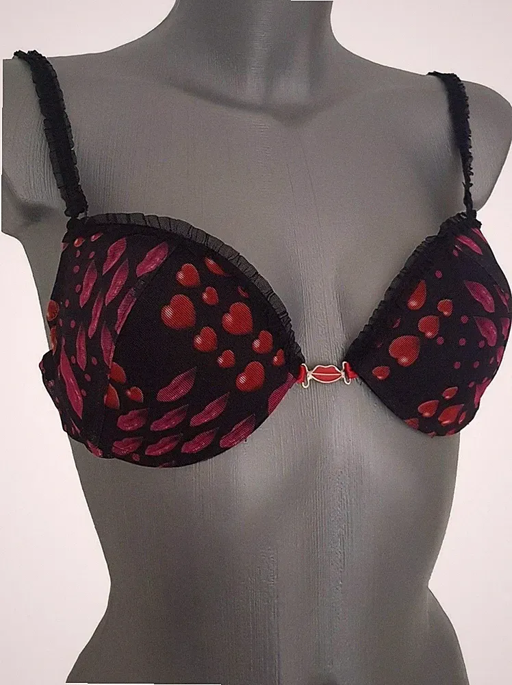 Rosapois Damen Bügel BH Herz TB1 Schwarz Gr: 85B