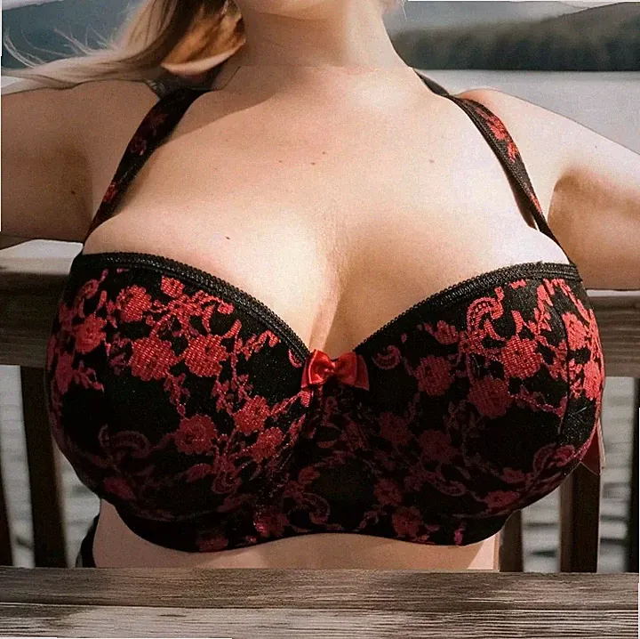 Rosme Balconette Entlastungs-BH m. Bügel Wattiert, Breite Träger schwarz rot 70C