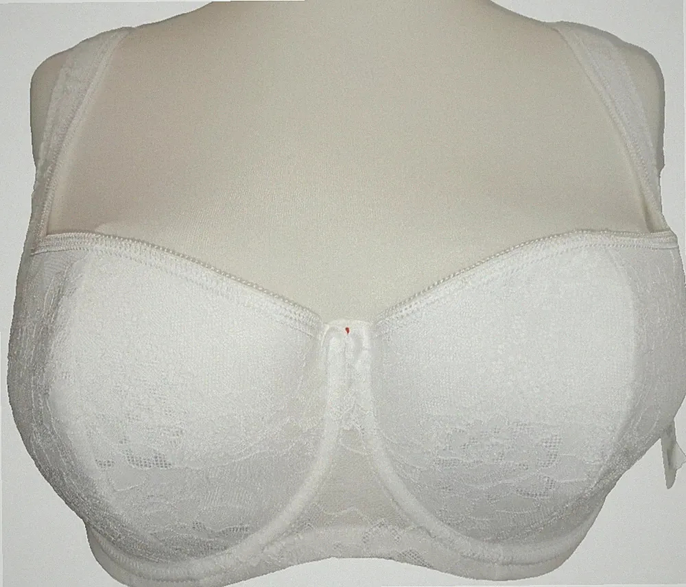 Rosme Gr. 100E Push up Balconette BH Weiß Spitze glänzend Baumwollmischung NEU