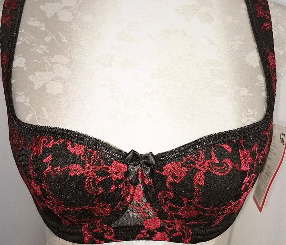 Rosme Gr. 75C Push up Balconette BH Schwarz mit Muster Baumwollmischung