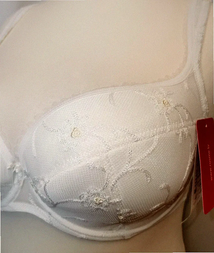 Rosme Gr.90E Push up Balconette BH Weiß Spitze Baumwollmischung NEU