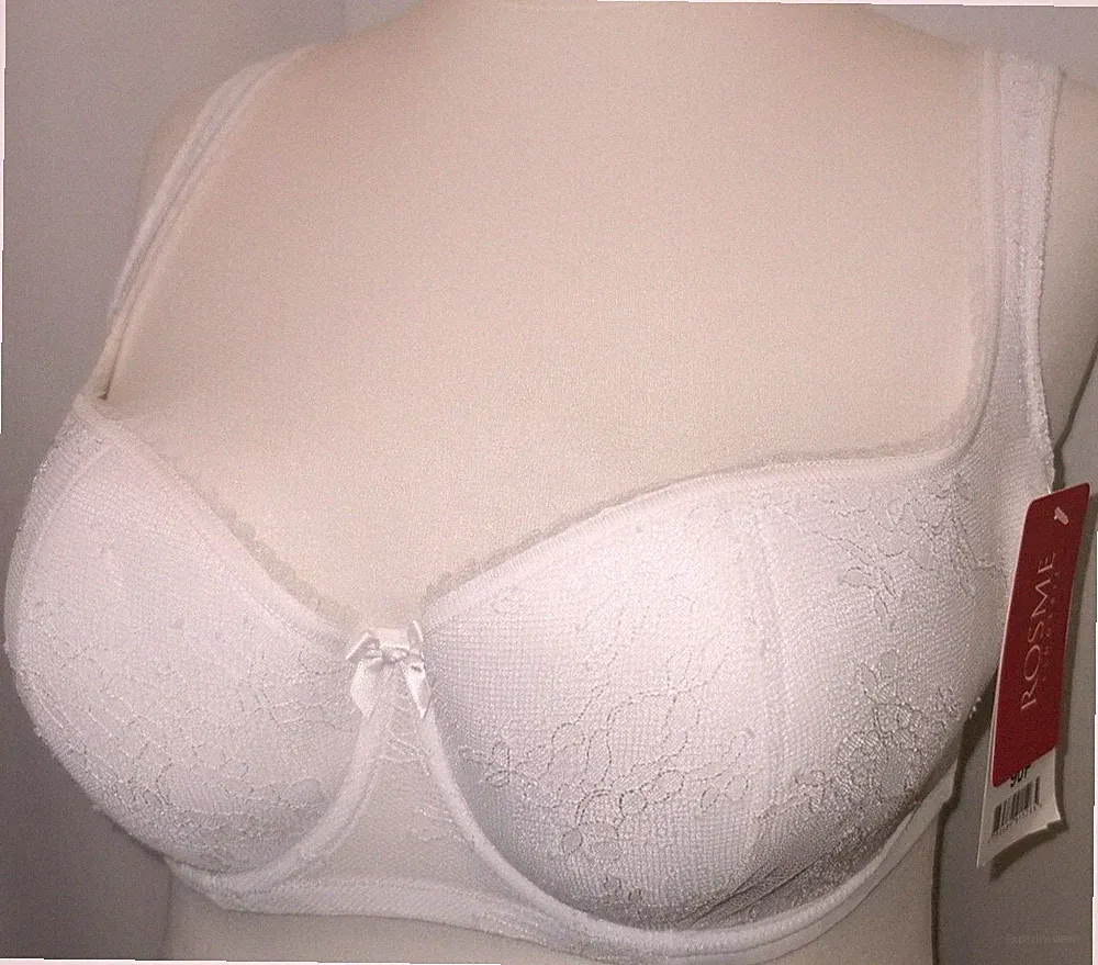 Rosme Gr.90F Push up Balconette BH Weiß Spitze Baumwollmischung NEU