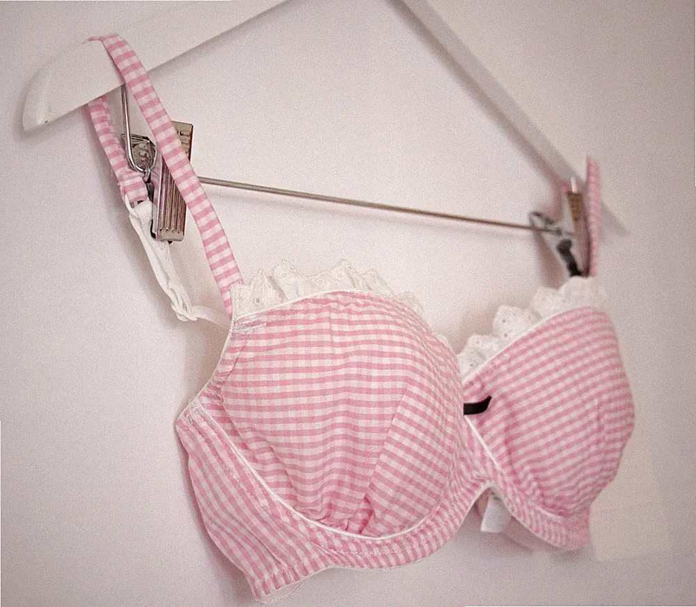 ROSY x Stella Cadente Bügel-BH-Set, Taillenslip, rosa Vichy-Karos, 75 B / 36 NEU