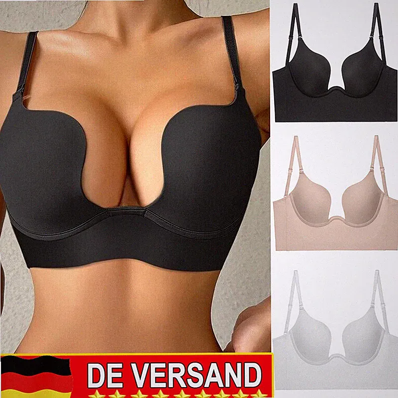 Rückenlos Damen BH Push Up BHs Bustier Body Shaper Unsichtbar U Plunge mit Bügel