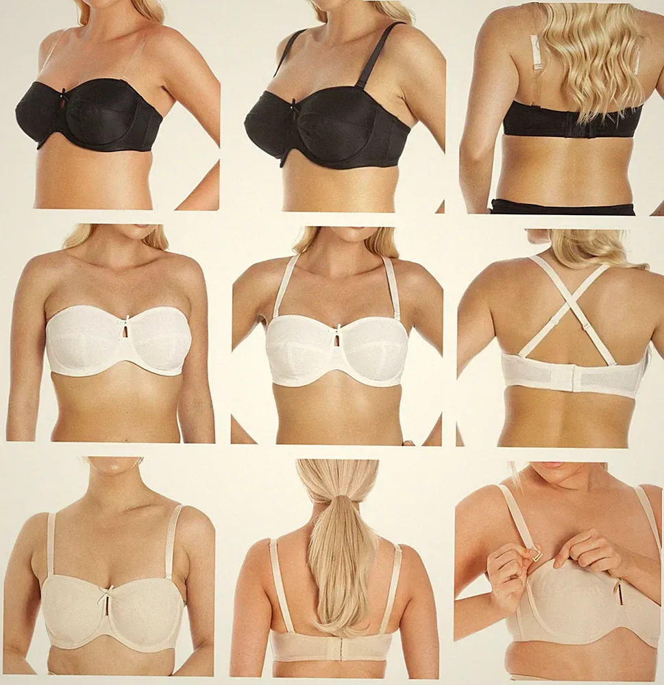 S2 Damen trägerloser ungepolsterter Softschalen-BH mit Bügel UK-Größe 34–38 B-DD