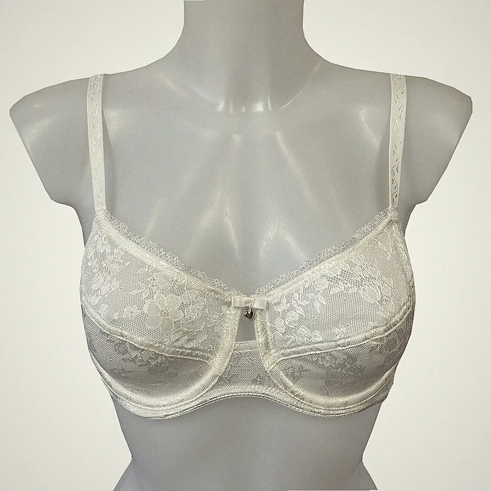 Sassa Damen Bügel BH 29036 aus floraler Alloverspitze Elfenbein, Beige NEU