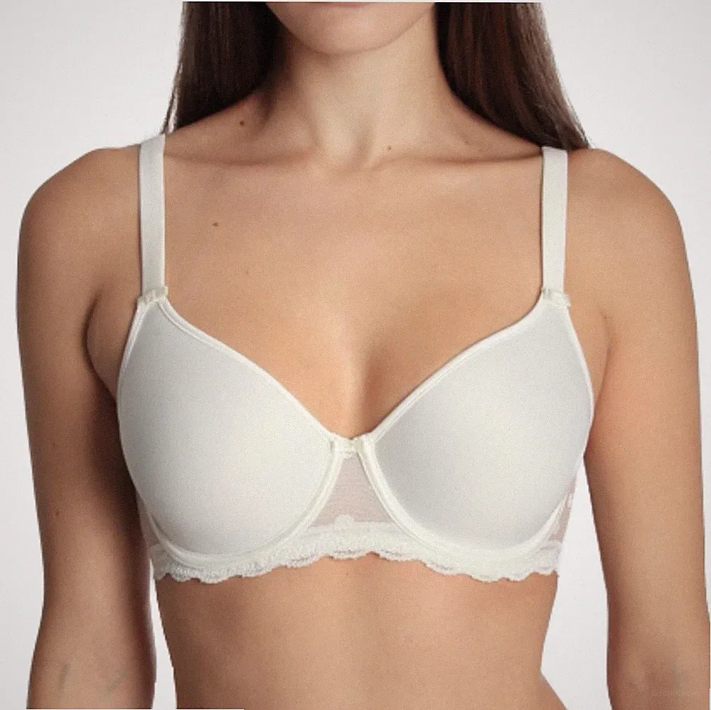 Sassa Damen Spacer-BH mit Bügel Schalen-BH Dotted Mesh Microfaser Punktetüll