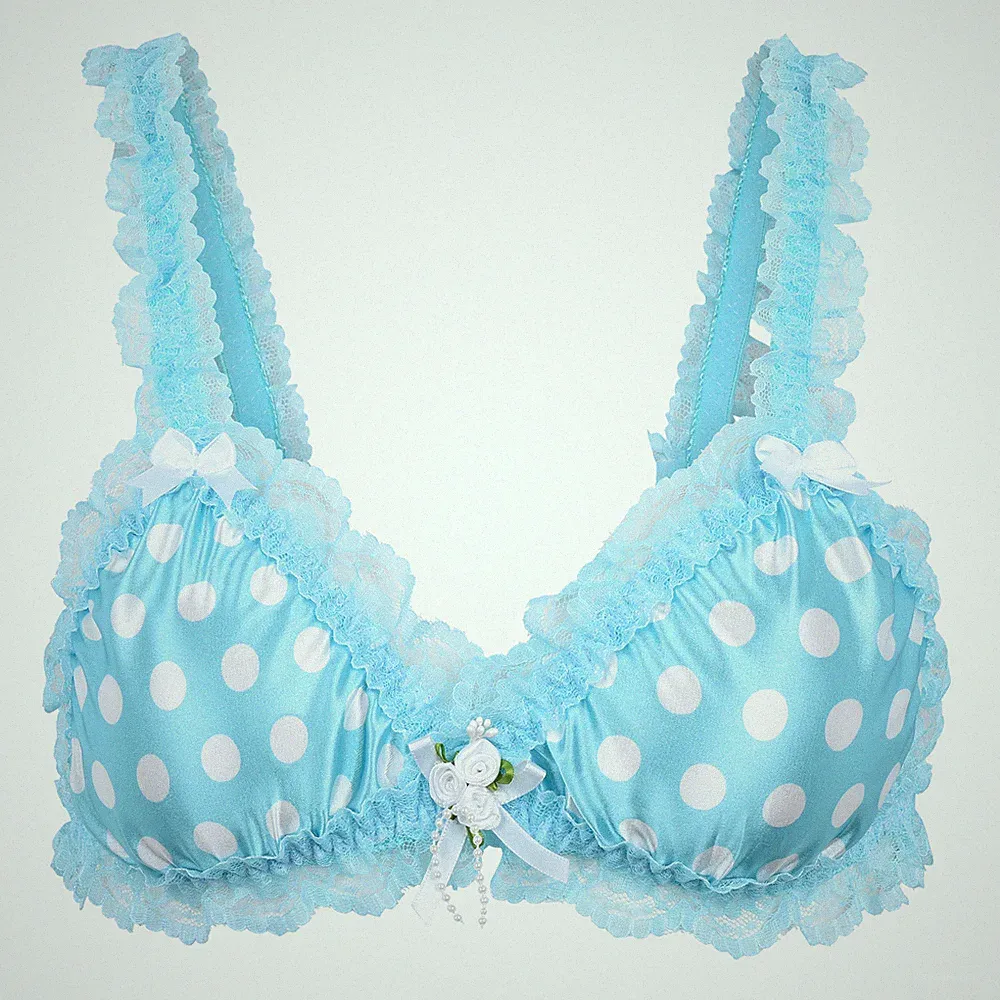 Satini Sissy Rüschen Spitze tailliert Satin Bralette BH Größen S bis XXL