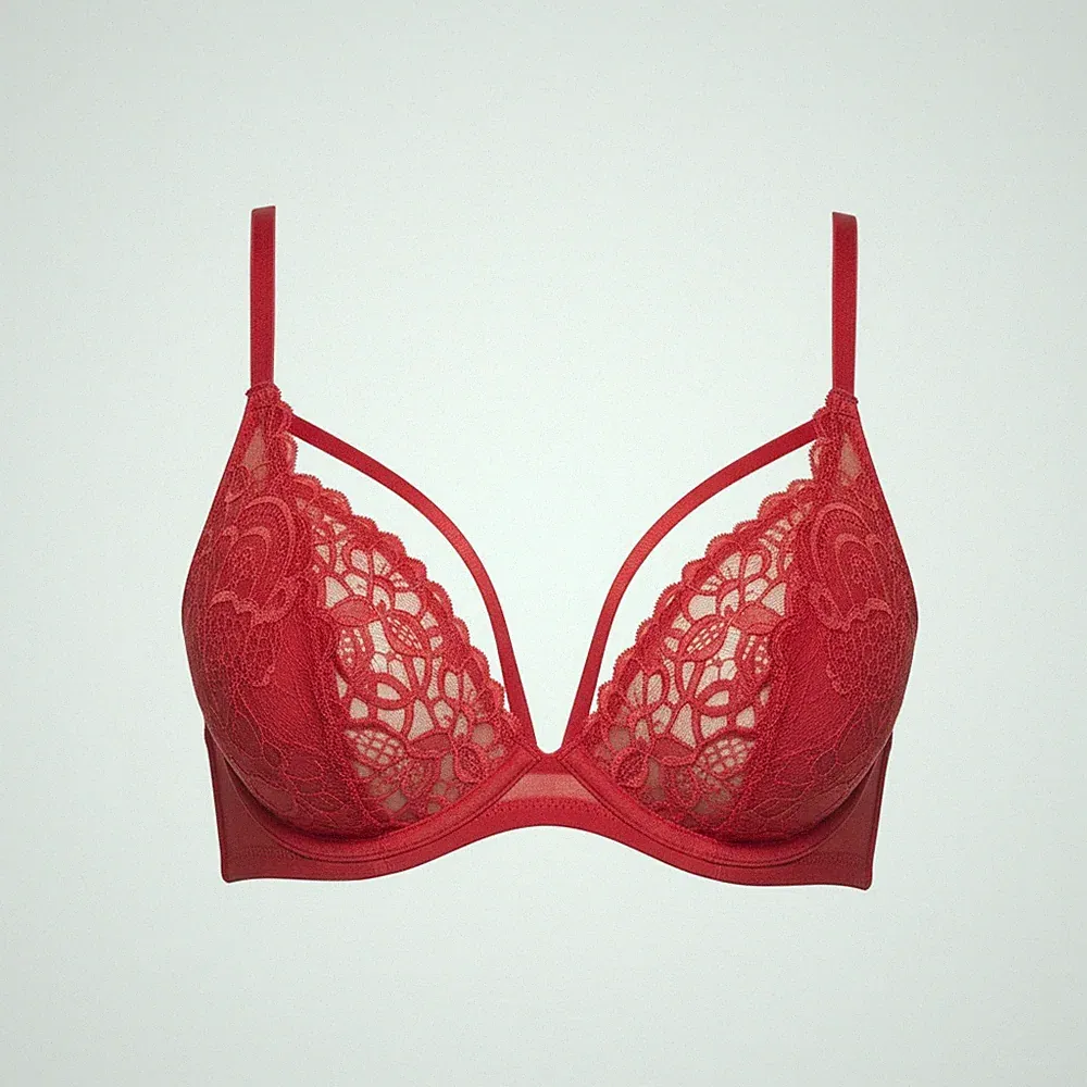 SCANDALE T-Shirt-BH Mit Bügelspitze Plunge In Glamour Spitze 75C Rot