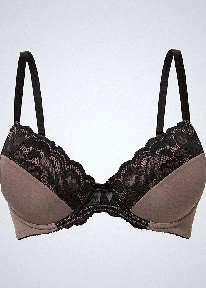 Schalen-BH aus Recyclingmaterial Gr 80 Cup B Braun Schwarz Damen-Unterwasche Neu
