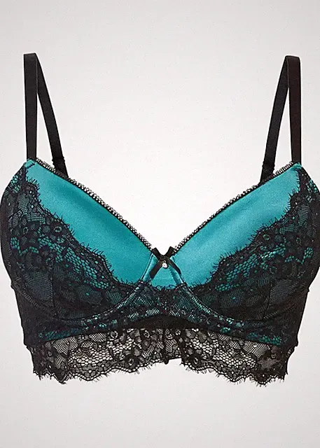 Schalen BH Gr. (100) D Schwarz Grün Damen-Bra Oberteil Neu*