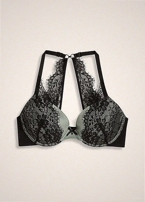 Schalen BH Gr. (85) B Grün Schwarz Damen-Bra Oberteil Neu*