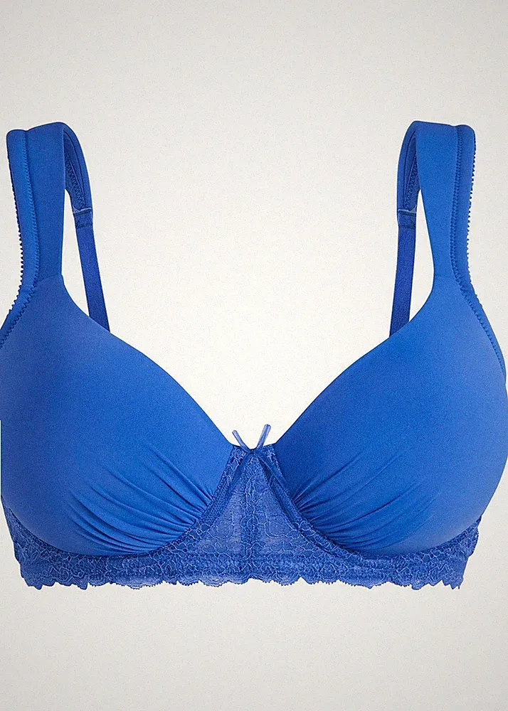Schalen BH mit Bügel Gr. 105 Cup F Mineralblau Damen-Unterwäsche Oberteil Neu