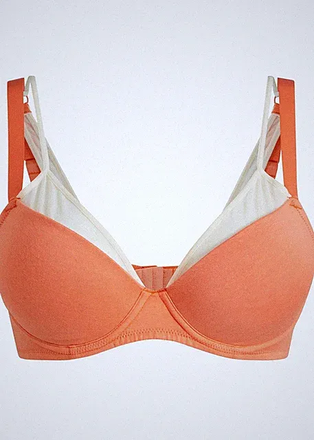 Schalen-BH mit Bügel Gr. (80) A Lachsorange Elfenbein Damen-Bra Unterwäsche Neu