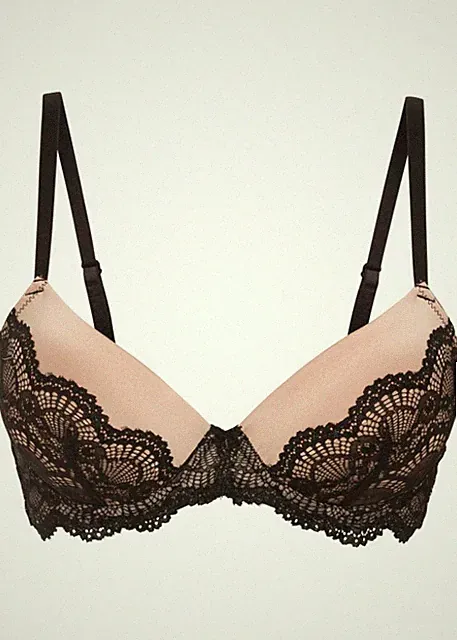 Schalen BH mit Bügel Gr. 80 Cup B Hellbraun Schwarz Damen-Unterwäsche Bra Neu
