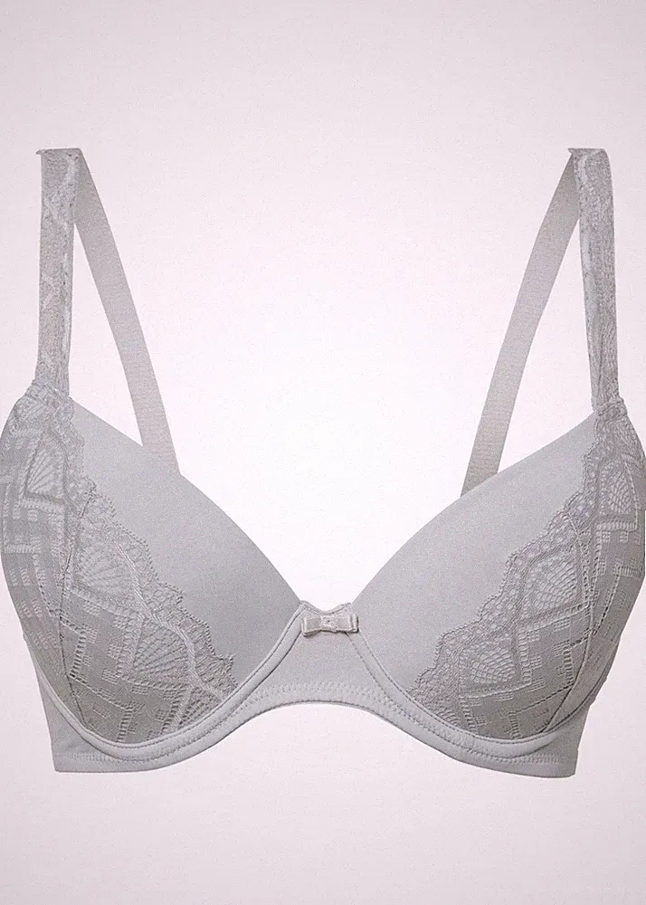 Schalen BH mit Bügel Gr. 85 Cup E Silber Damen-Unterwasche Oberteil Neu