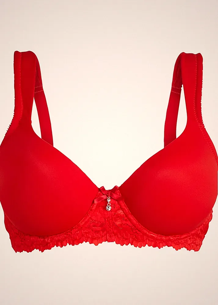 Schalen BH Mit Bügel Gr. (85) D Rot Damen-Bra Oberteil Neu*