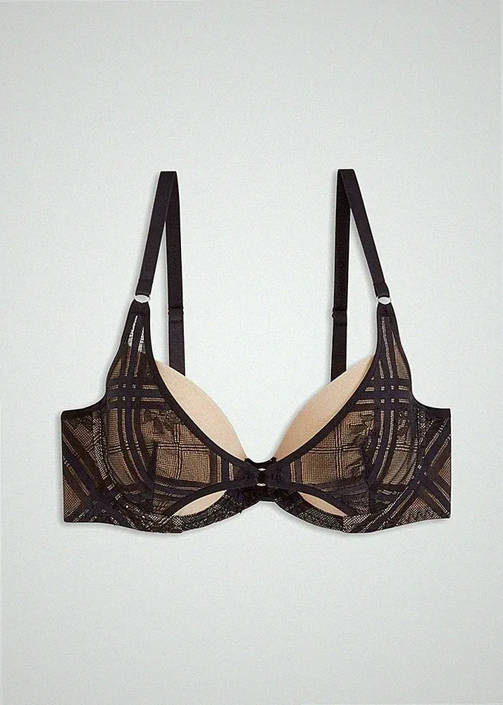 Schalen BH mit Bügel Gr. 95 Cup C Beige Schwarz Damen-Unterwäsche Bra Neu